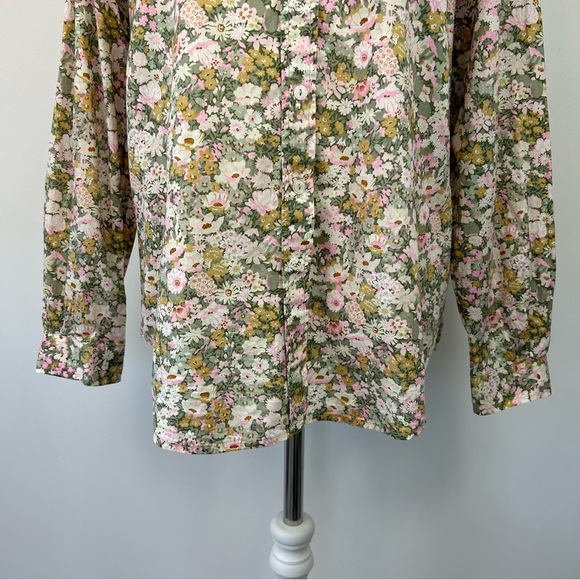 James Meade Liberty Print Shirt Size 16 Floral Cotton Long Sleeves Button Up - Picture 4 of 7